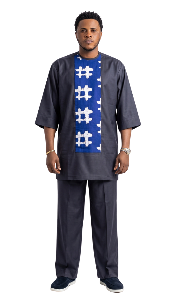 Prestige Charcoal & Indigo Batik Senator Suit