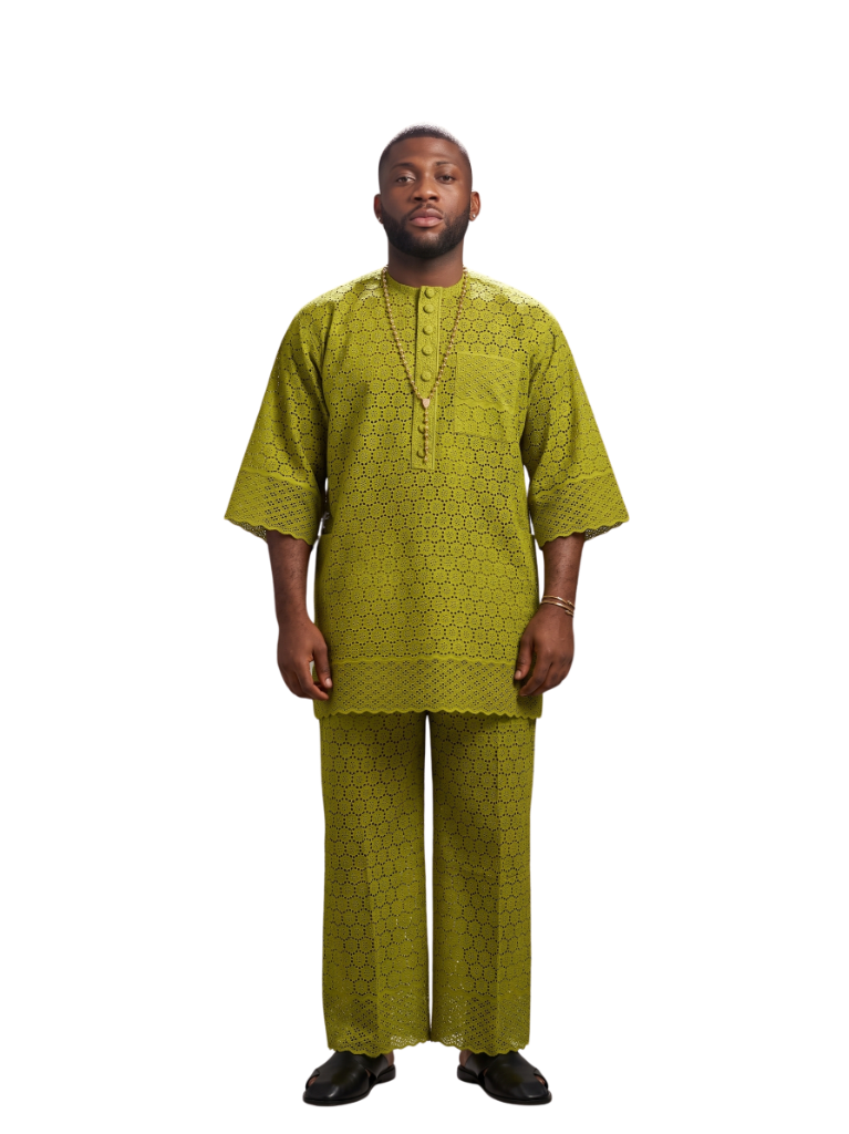 Prestige Olive Dry Lace Kaftan Set
